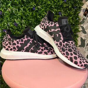 adidas Pink and Black Leopard Print Sneakers